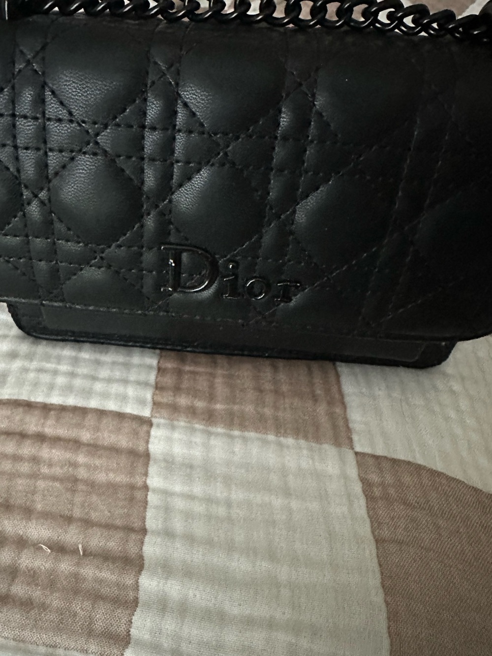 Black Quilted Faux Leather Crossbody with Chain Strap
